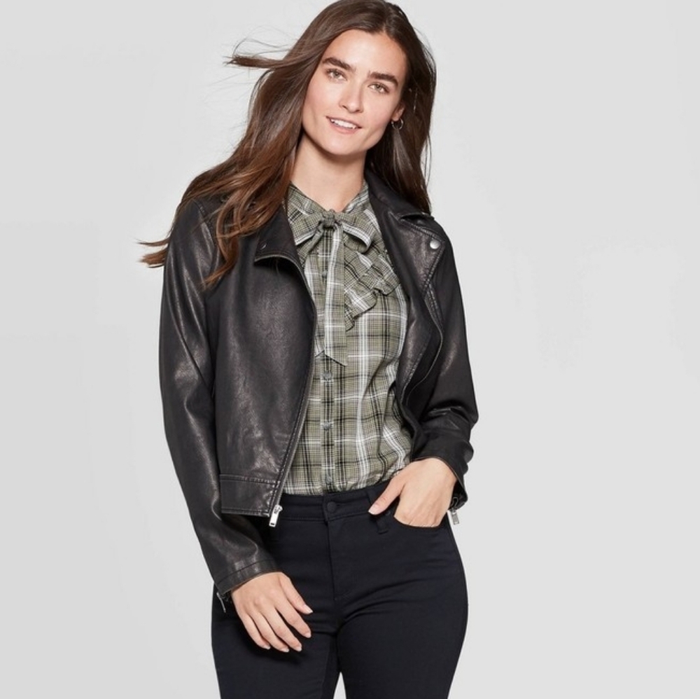 Women's Universal Thread Black Faux Leather Jacket XL
